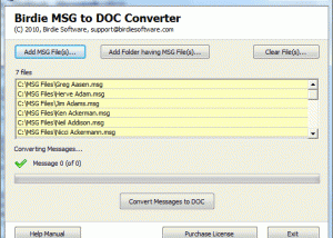 software - Birdie MSG to DOC 3.3 screenshot
