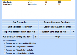 Birthday Reminder Software screenshot