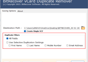 software - BitRecover vCard Duplicate Remover 6.0 screenshot