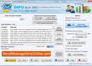 BlackBerry Mobile Text Messaging screenshot