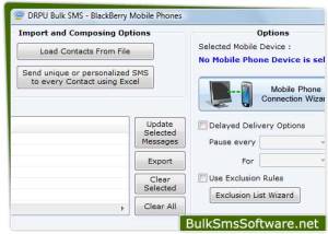 Bulk SMS BlackBerry screenshot