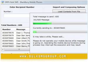 Bulk SMS BlackBerry screenshot