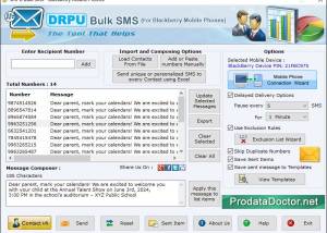 software - Bulk SMS for Blackberry Mobile 8.0.1.2 screenshot