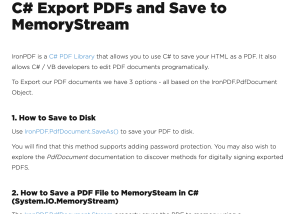 software - C# Export PDFs and Save to MemoryStream 2022.4.5455 screenshot