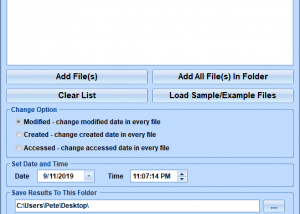 software - Change Date Created, Modified and Accessed For Multiple Files Software 7.0 screenshot