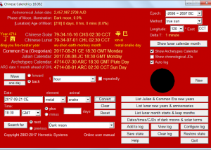 software - Chinese Calendrics 17.07 screenshot