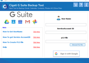 Cigati G Suite Backup Tool screenshot