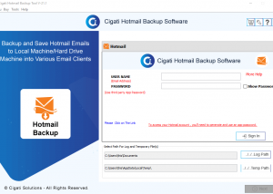 Cigati Hotmail Backup Tool screenshot