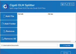 software - Cigati OLM Splitter Tool 22.3 screenshot