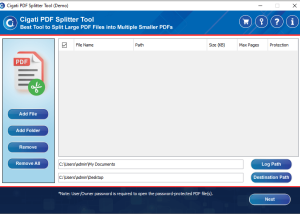 Cigati PDF Splitter Tool screenshot