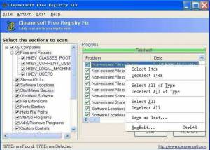 software - Cleanersoft Free Registry Fix 2.1 screenshot