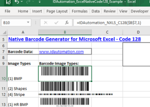 Excel Code 128 Barcode Generator screenshot