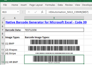 Excel Code 39 Barcode Generator screenshot