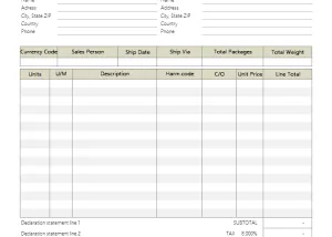 Commercial Invoice Template screenshot