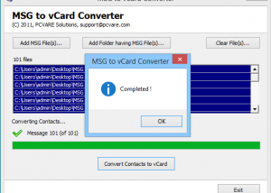 software - Convert Contacts .msg to .vcf 2.8 screenshot