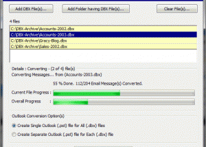 software - Convert .DBX to Microsoft Outlook 9.5 screenshot