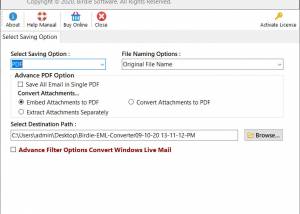 software - Convert Email EML to PDF 7.4 screenshot