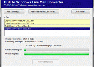 Convert email from DBX to Windows Mail screenshot