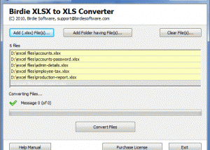 Convert Microsoft XLSX to XLS File screenshot