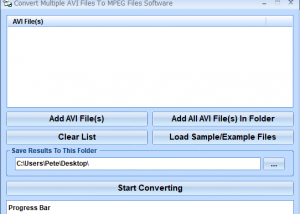 Convert Multiple AVI Files To MPEG Files Software screenshot