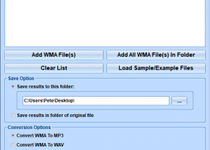 software - Convert Multiple WMA Files To MP3 or WAV Files Software 7.0 screenshot