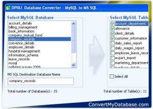 software - Convert MySQL Database To MSSQL 3.0.1.5 screenshot