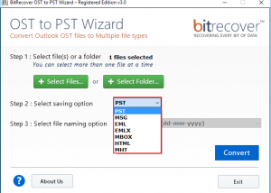 software - Convert OST to PST Outlook 2016 1.0 screenshot