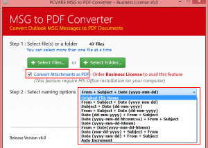 Convert Outlook 2010 Messages to PDF screenshot