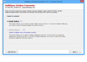 Convert Zimbra Mail to PST screenshot