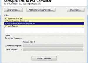 Converting EML to PST screenshot