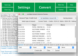 Full csv2qbo Convert screenshot