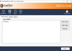 CubexSoft MBOX to Gmail screenshot