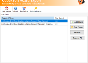 CubexSoft vCard Export screenshot