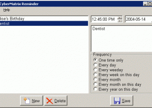 software - CyberMatrix Reminder 1.00 screenshot