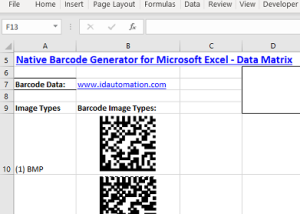 software - Excel Data Matrix 2D Barcode Generator 2023 screenshot