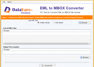 software - DataVare EML to MBOX Converter Expert 1.0 screenshot