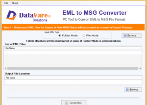 software - DataVare EML to MSG Converter Expert 1.0 screenshot