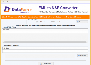 software - DataVare EML to NSF Converter 1.0 screenshot