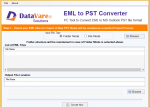 software - DataVare EML to PST Converter Export 1.0 screenshot