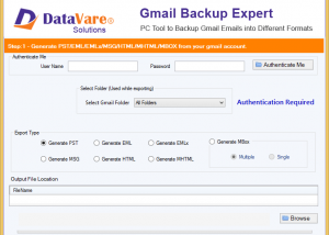 DataVare Gmail Backup Expert screenshot