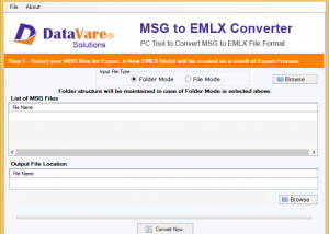software - Datavare MSG to EMLX Converter 1.0 screenshot