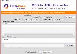 Datavare MSG to HTML Converter screenshot