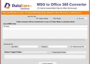 software - Datavare MSG to Office 365 Converter 1.0 screenshot