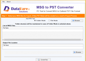 software - DataVare MSG to PST Converter Expert 1.0 screenshot