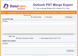 software - DataVare Outlook PST Merge Exprert 1.0 screenshot