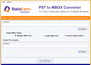 software - DataVare PST to MBOX Converter Expert 2.0 screenshot