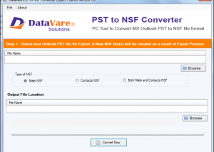 software - DataVare PST to NSF Converter Expert 1.0 screenshot