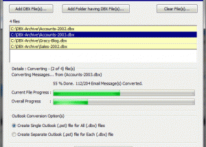software - .DBX Conversion to Outlook 9.0.1 screenshot