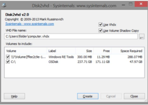 software - Disk2vhd 2.02 screenshot