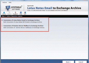 software - Domino Mailbox to Exchange Archive 2.0 screenshot